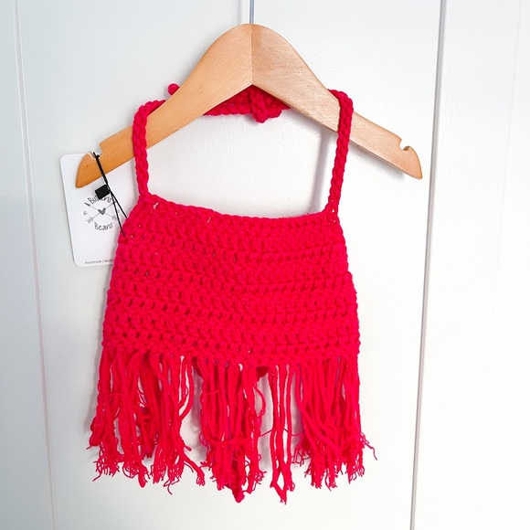 Rylee Crop Top, red Cotton Top, Baby Crochet Crop Top, Toddler Crochet Crop Top - Picture 1 of 4